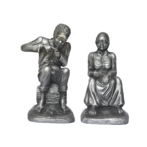 Casal de Pretos Velhos Médio Prata